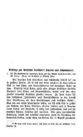Beiträge zur Geschichte deutscher Schulen und deutscher Schulmänner