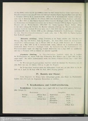 V. Krankenkasse und Unfallversicherung