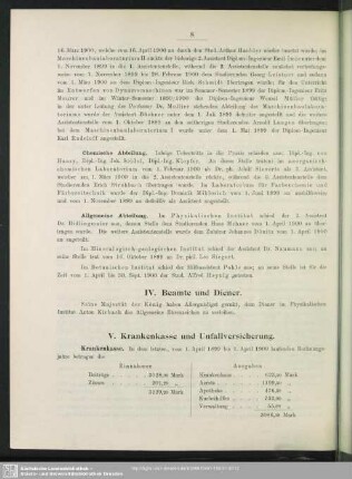 V. Krankenkasse und Unfallversicherung
