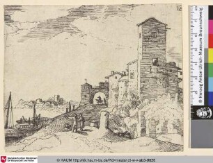 [Ripa Grande; Ripa Grande; Toren en poort aan de kust]