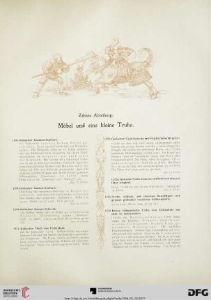 Zehnte Abteilung: Möbel und eine kleine Truhe (Nr. 1268-1286)