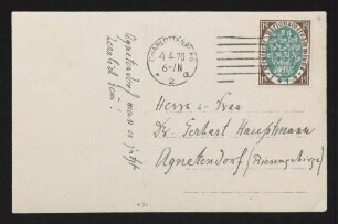 Brief von Conrad Ansorge an Gerhart Hauptmann und Margarete Hauptmann