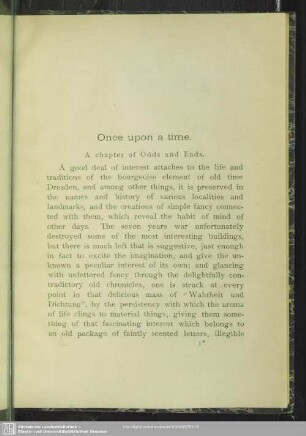 Once upon a time : A chapter of Odds and Ends