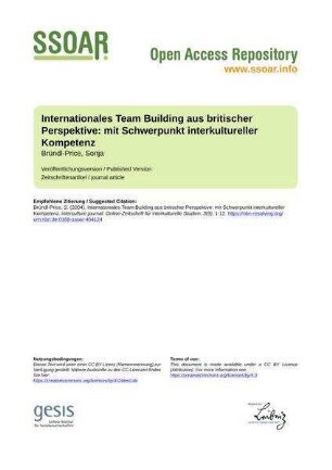 Internationales Team Building aus britischer Perspektive: mit Schwerpunkt interkultureller Kompetenz