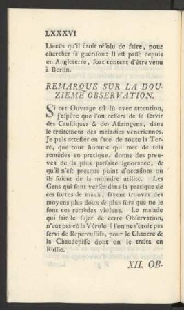 Remarque Sur La Douzieme Observation