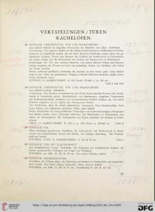 Vertäfelungen, Türen, Öfen (Nr. 287-304)