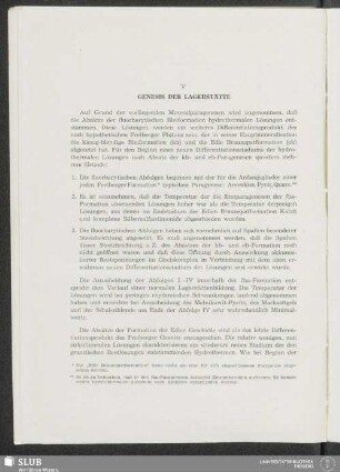 V Genesis Der Lagerstätte