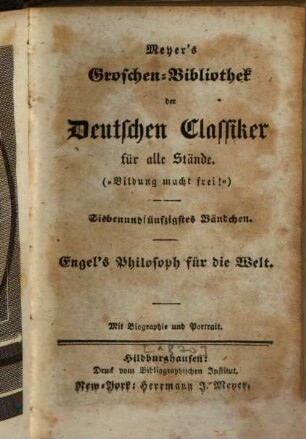 Johann Jacob Engel, [1]. Philosoph für die Welt