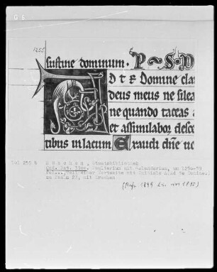 Psalterium mit Kalendarium — Initiale A (d te Domine) mit Drachen