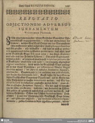 Refutatio Obiectionum Adversus Fundamentum Vigesimum Primum