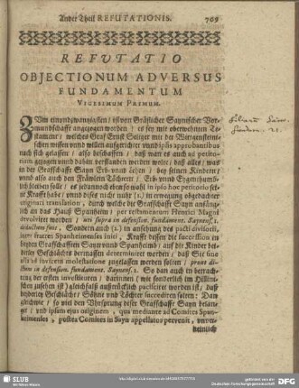Refutatio Obiectionum Adversus Fundamentum Vigesimum Primum