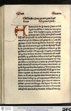 Distinctio prima quarte partis huius summe.