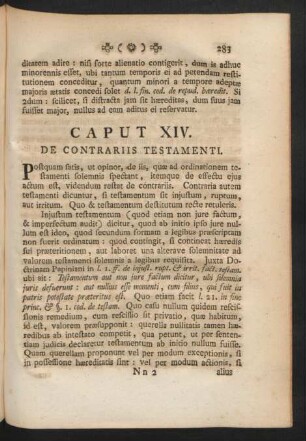 Caput XIV. De Contrariis Testamenti.