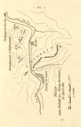Skizze zum Gefecht bei Niang tse kuan 23. April 1901