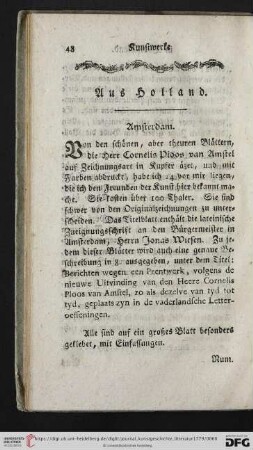 Kunstnachrichten aus Holland