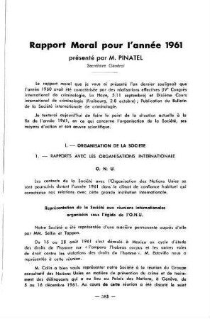 583-593, Rapport Moral pour l'année 1961