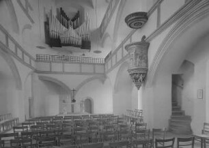 Torgau. Schloß Hartenfels (16. Jh.), Schloßkirche (1543/1544), Inneres zur Orgel