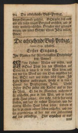 Die achtzehende Buß-Predigt, Anno 1719. gehalten.