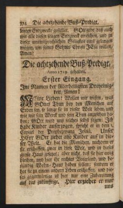 Die achtzehende Buß-Predigt, Anno 1719. gehalten.