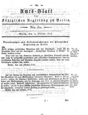 No. 31, 14. Oktober 1818