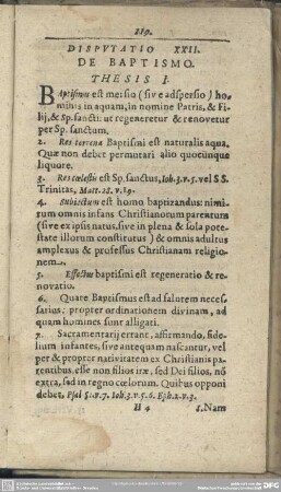 Disputatio XXII. De Baptismo