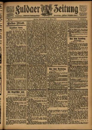 Erste Ausgabe vom Mittwoch, den 01. März 1905.