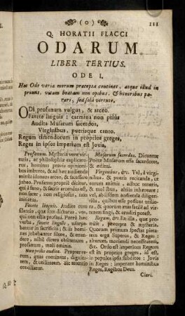 111-175, Q. Horatii Flacci Odarum. Liber Tertius.