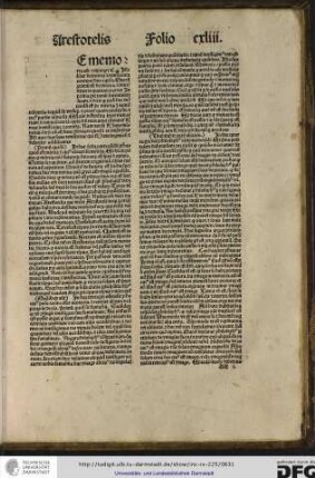 Iste liber de memoria et reminiscentia continet duo capitula, quorum primum est de memoria...