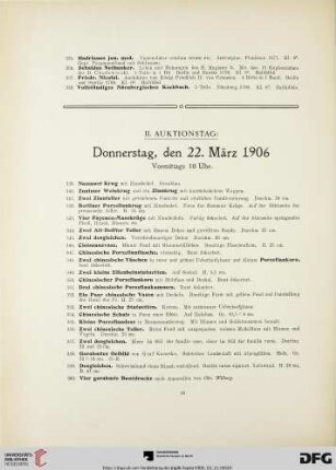 II. Auktionstag: Donnerstag, den 22. März 1906. Vormittags 10 Uhr (Nr. 339-540)
