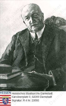 Dieterich, Julius Reinhard, Dr. phil. (1864-1952) / Porträt, an Tisch sitzend, Halbfigur