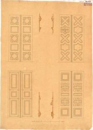 Klenze, Leo von; St. Petersburg (Russland); Eremitage - Türen (Ansichten); Profile (Schnitte)
