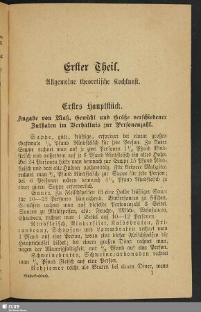 Erster Theil. Allgemeine theoretische Kochkunst