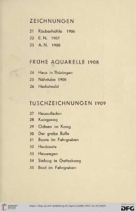 Tuschezeichnungen 1909 (Nr. 27-35)