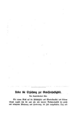 Ueber die Erziehung zur Gewissenhaftigkeit