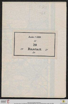 Blatt 20: Topographische Karte über das Grossherzogthum Baden: nach der allgemeinen Landesvermessung des Großherzoglichen militairisch topographischen Bureaus: Raststatt
