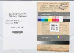 Entnazifizierung Herbert Franz, geb. 19.10.1903 (Vers.Vertreter)