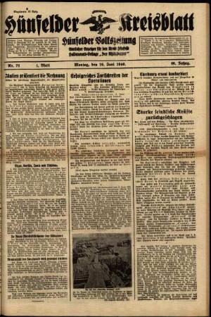Erste Ausgabe vom Montag, den 10. Juni 1940.