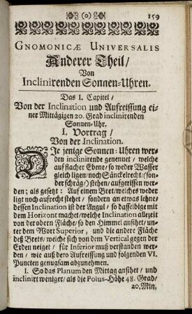 Anderer Theil/ Von Inclinirenden Sonnen-Uhren.
