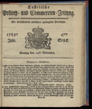 47tes Stueck, Montag den 24ten November. 1783