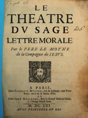 Le théatre du sage : lettre morale