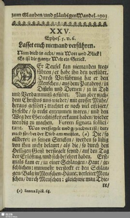 XXV. Ephes. 5. v. 6. Lasset euch niemand verführen
