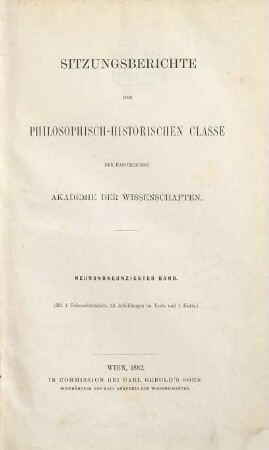 Sitzungsberichte. 99. 1881