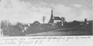 Großbothen-Schönbach. Ortsansicht mit Windmühle, Ansichtskarte, 1914, Repro