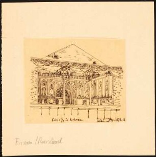 Schloss, Eriwan, vermutlich Palast der Khane: Durchzeichnung: Perspektivische Ansicht der Terrasse, nach Ueber Land und Meer, 1873, 52