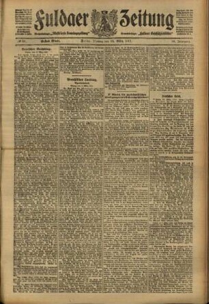 Erste Ausgabe vom Montag, den 13. März 1911.