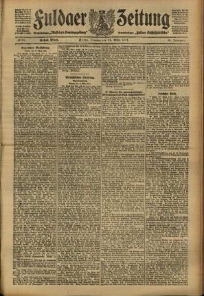 Erste Ausgabe vom Montag, den 13. März 1911.