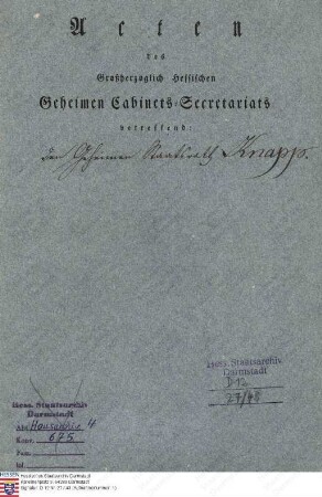 Knapp, J[ohann] F[riedrich], Geheimer Staatsrat in Erbach