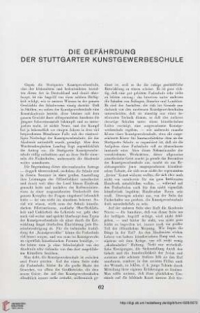 3: Die Gefährdung der Stuttgarter Kunstgewerbeschule