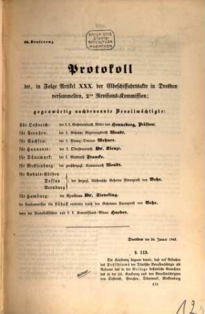 Protokolle der in Folge des Art. XXX. der Elb-Schiffahrts-Akte in Dresden versammelten 2ten Revisions-Kommission, 2
