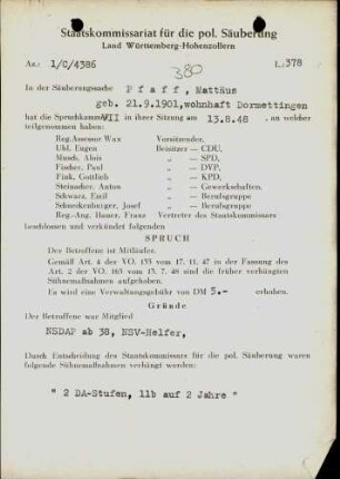 Pfaff, Mattäus